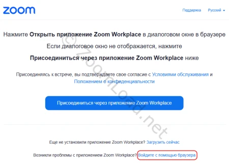 Вход в конференцию через расширение браузера